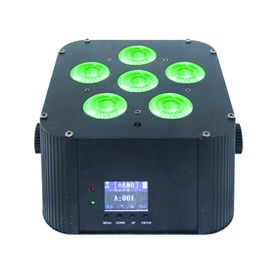 Dj는 가벼운 건전지 쿼드 rgbwa uv wedding를 위한 6in1 동위 빛 6x18w 건전지 무선 dmx에 의하여 지도된 uplight를 상연합니다 